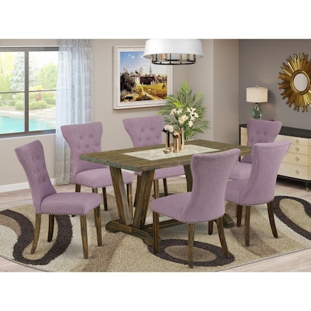 East West Furniture 7 Piece V-Style Kitchen Table Set - Dahlia V777GA740-7